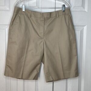 Brooks Brothers 346 Khaki Pleated Shorts Women's Size 12‎ Bermuda Length 11" Ins